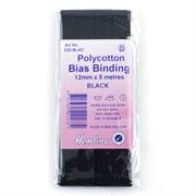 Polycotton Bias Binding Tape, Black